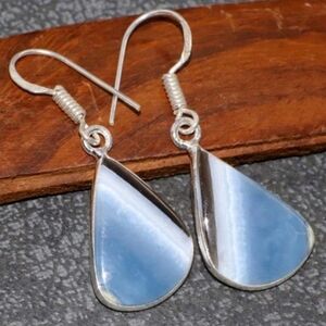 Owhyee Blue Opal Gemstone 925 Sterling Silver Handmade Drop Dangle Earrings